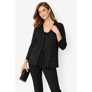Jones New York Black Beaded Cardigan Sweater Xl  Long Sleeve Classic Chic